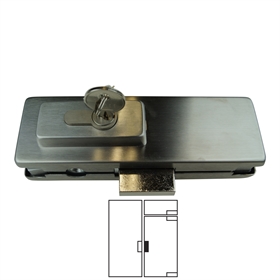 Centre lock for glass door with cylinder and 2 keys