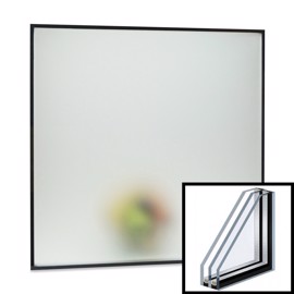 Opal thermopane 3-layer glass. Frosted double glazing you can't see through